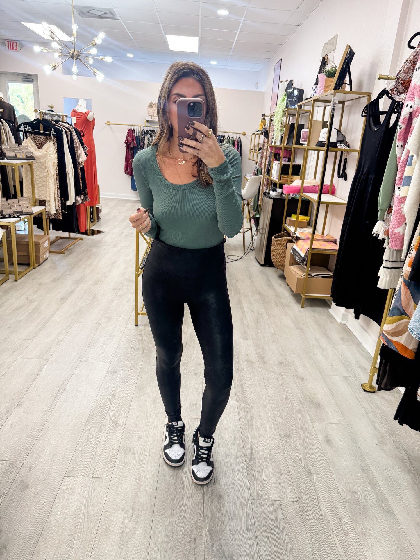Silky Pine Slim Fit Micro Ribbed Long Sleeve Top