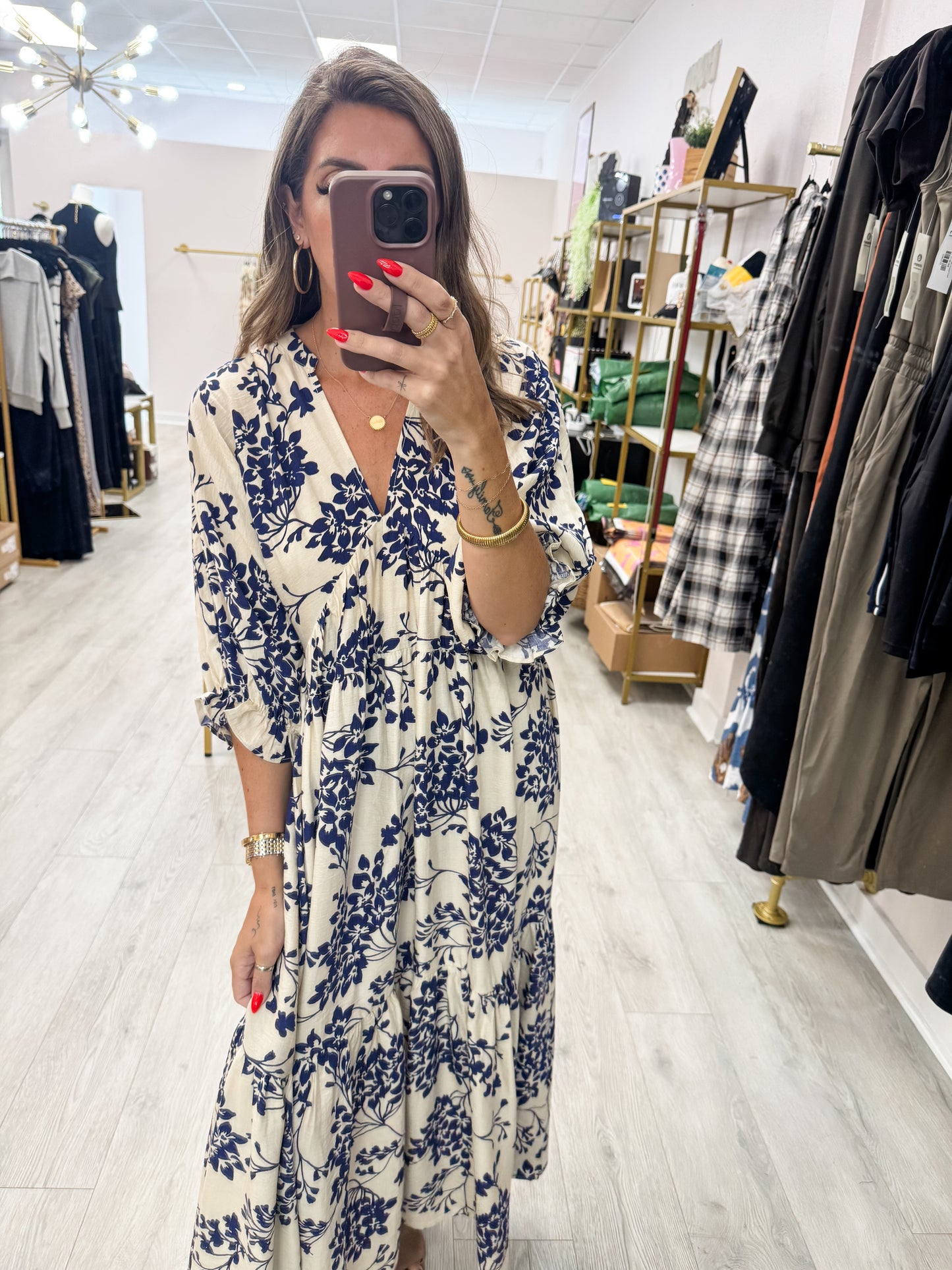 Navy Floral Loose Fit Dress