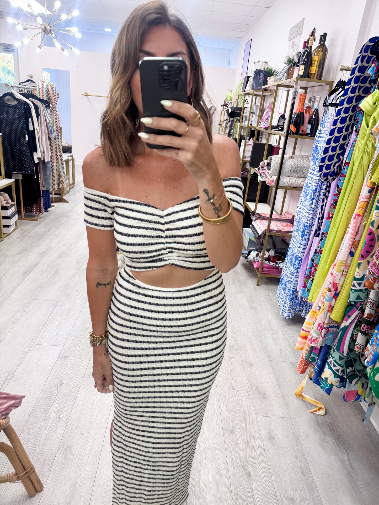 Navy & Cream Cut Out Bodycon Dress