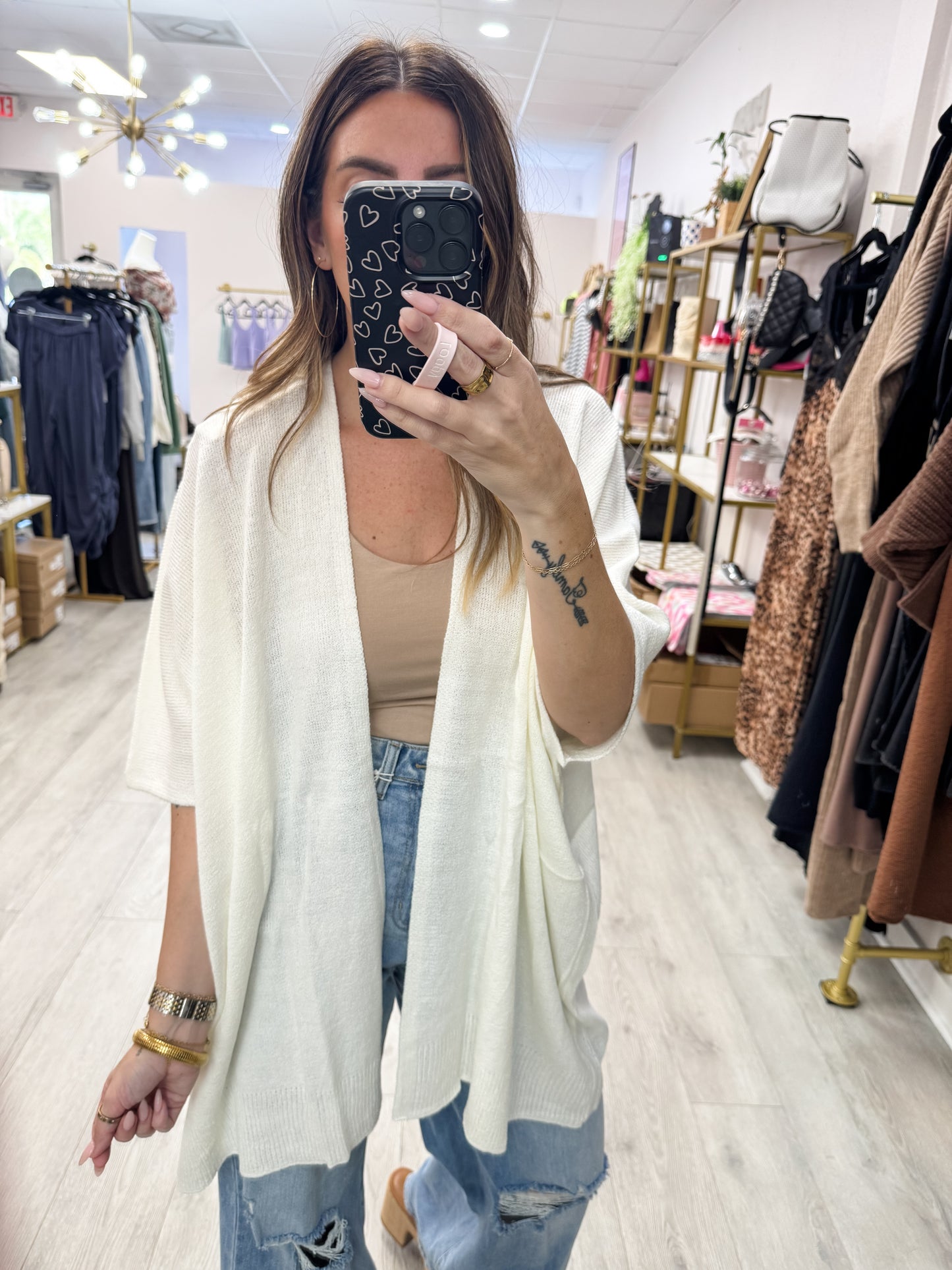 Wide Sleeve Open Front Cardigan