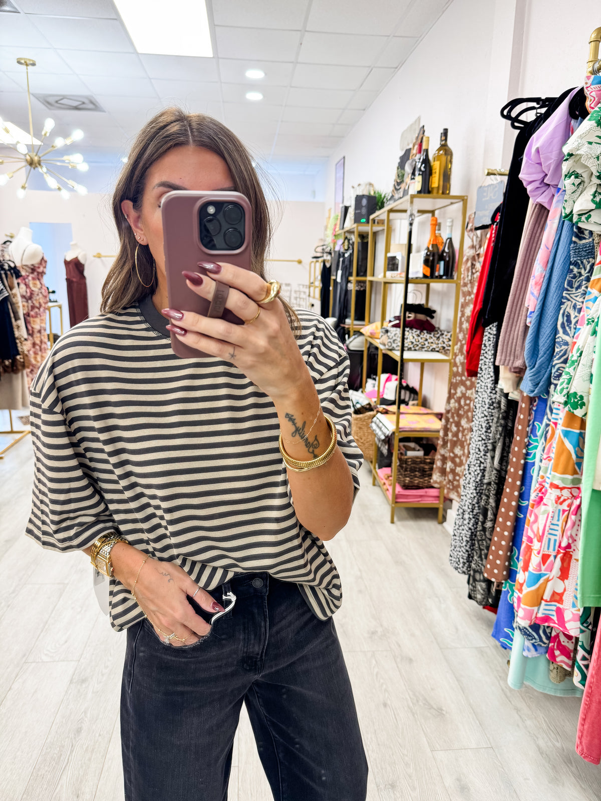 Grey Latitude Striped Tee
