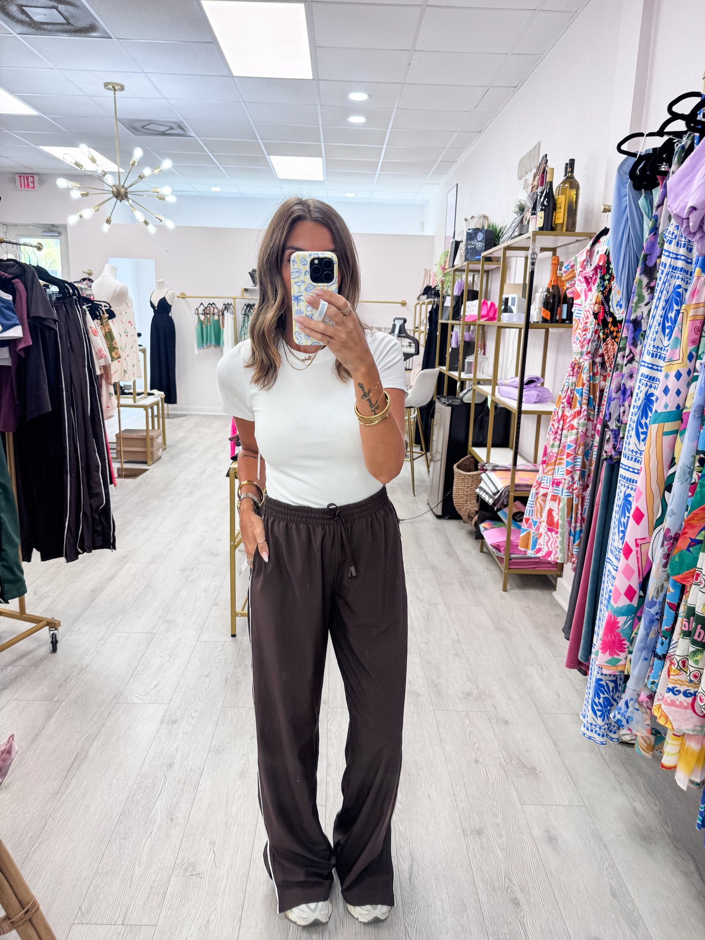 Coffee Finish Line Track Pants
