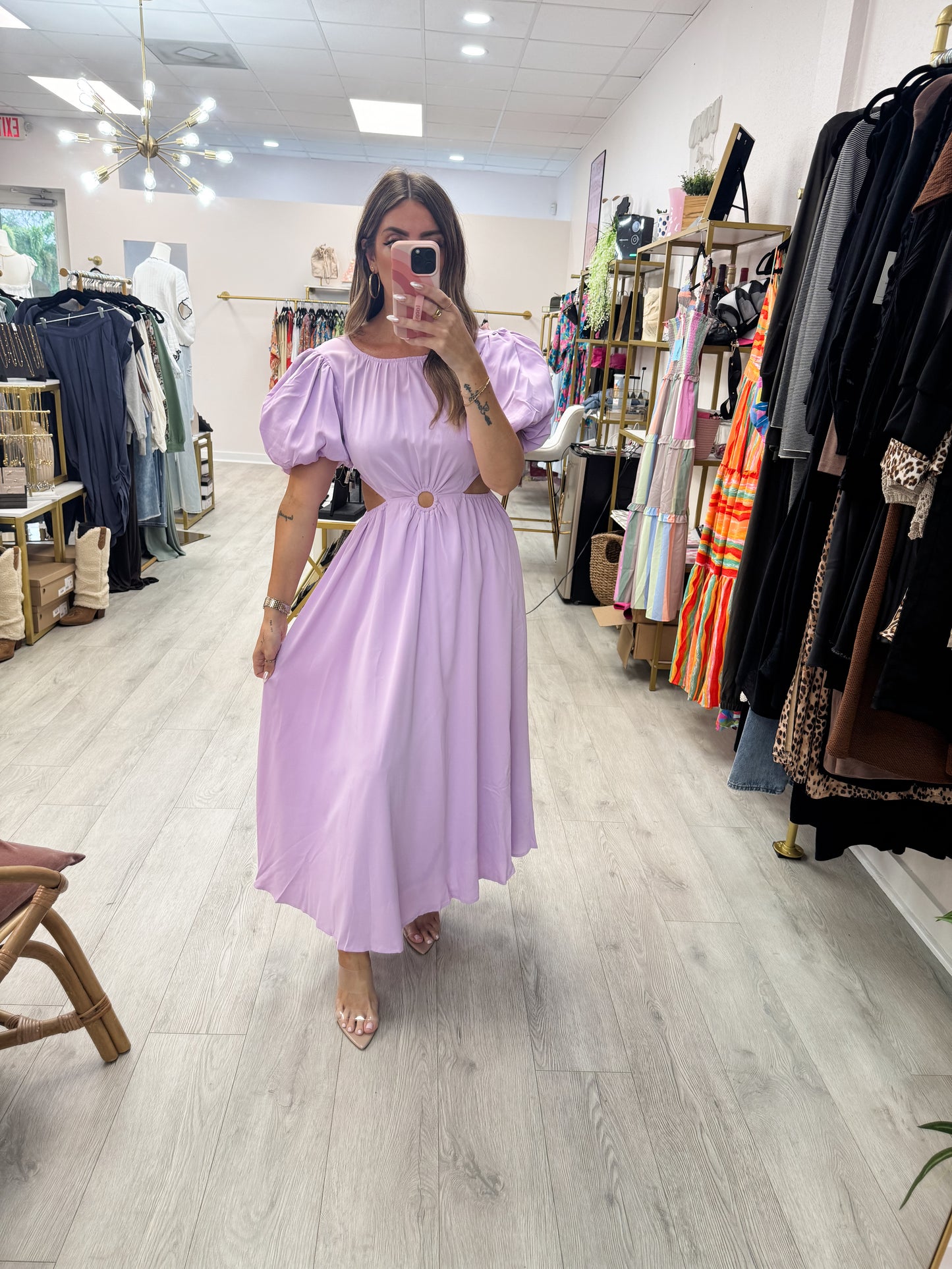 Lavender Cut Out Midi Dress