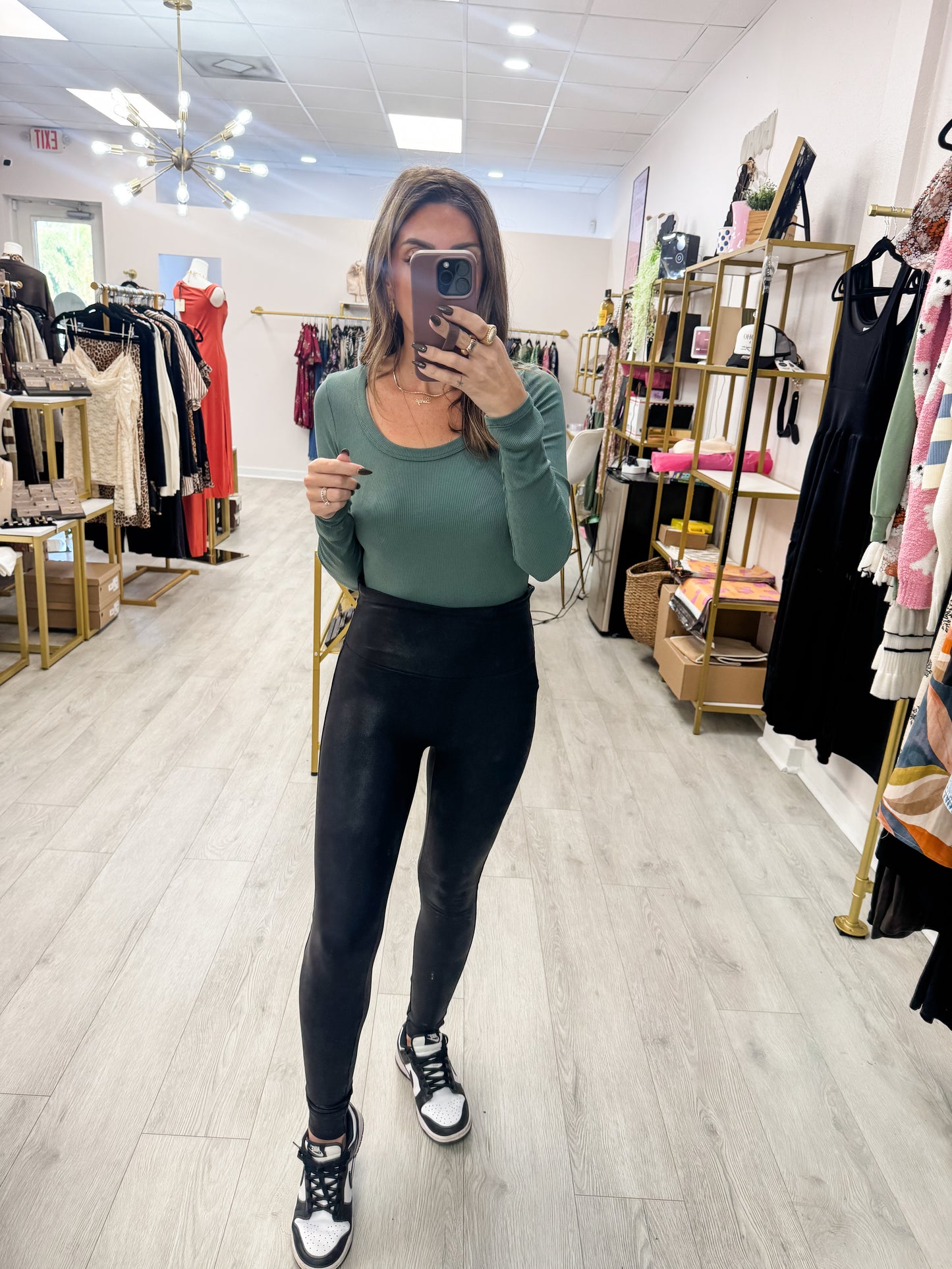 Silky Pine Slim Fit Micro Ribbed Long Sleeve Top