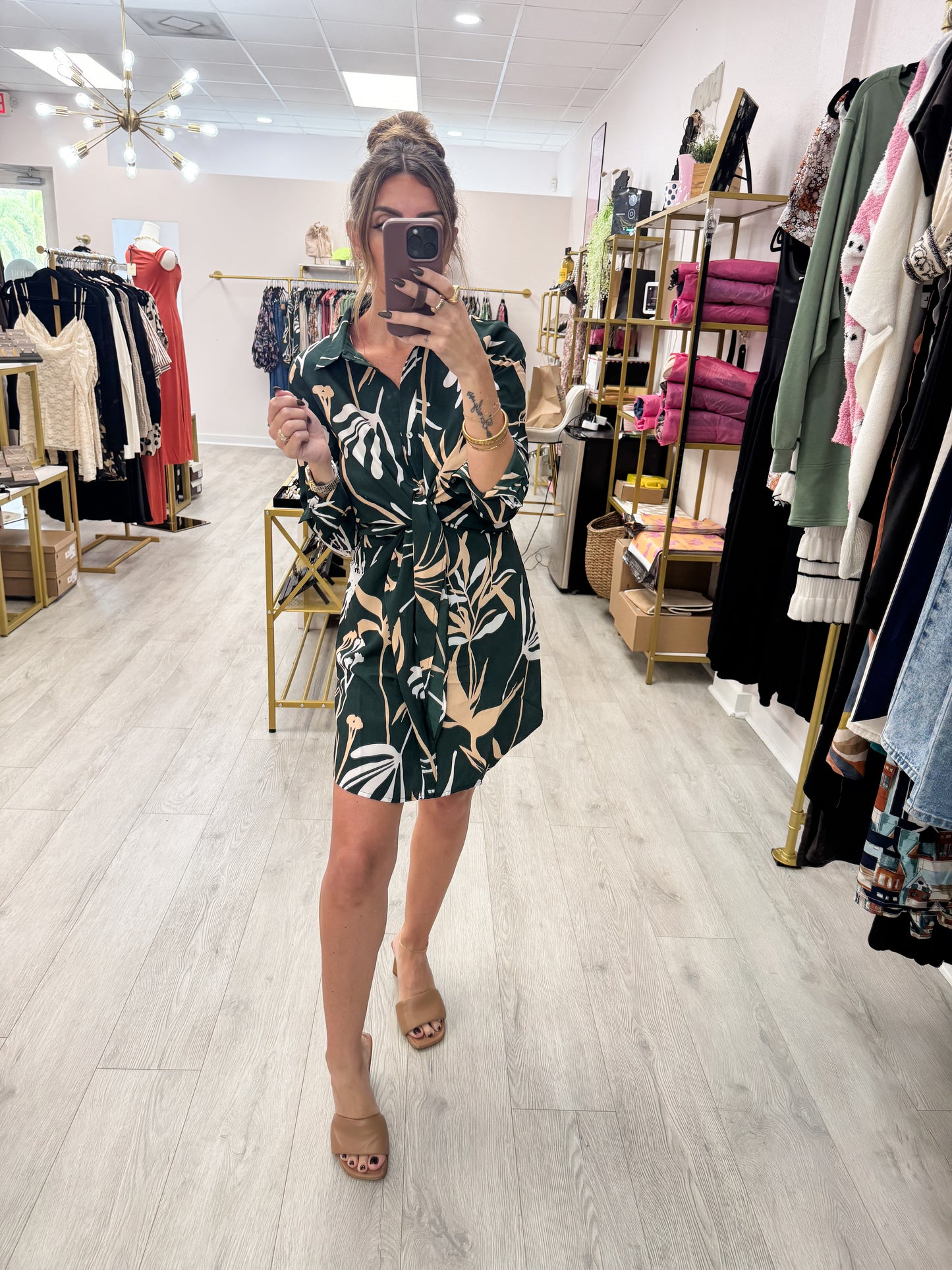 Printed Satin Tie Dress