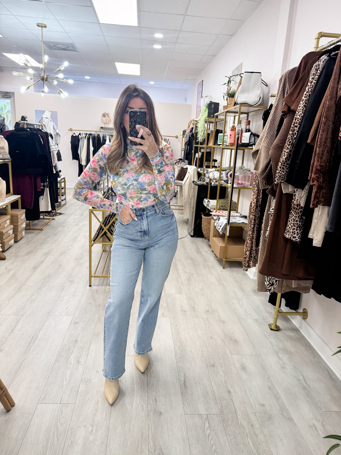 Floral Print Mesh Shirt