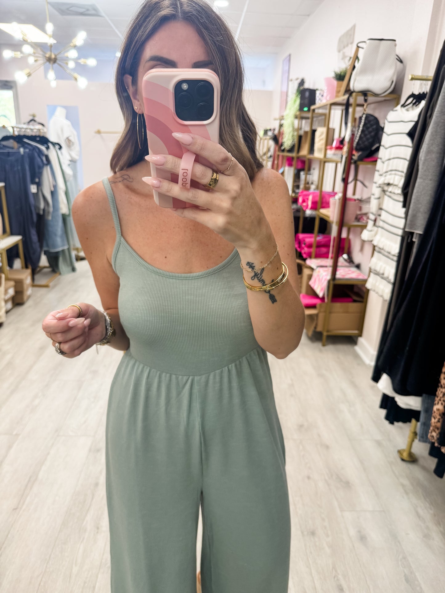 Sage Green Scoop Neck Jumpsuit