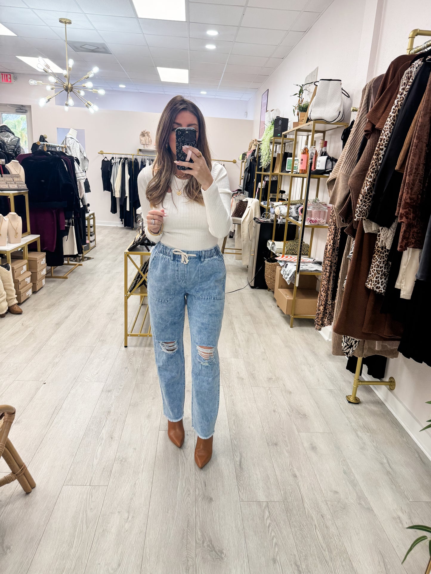 Washed Denim Joggers