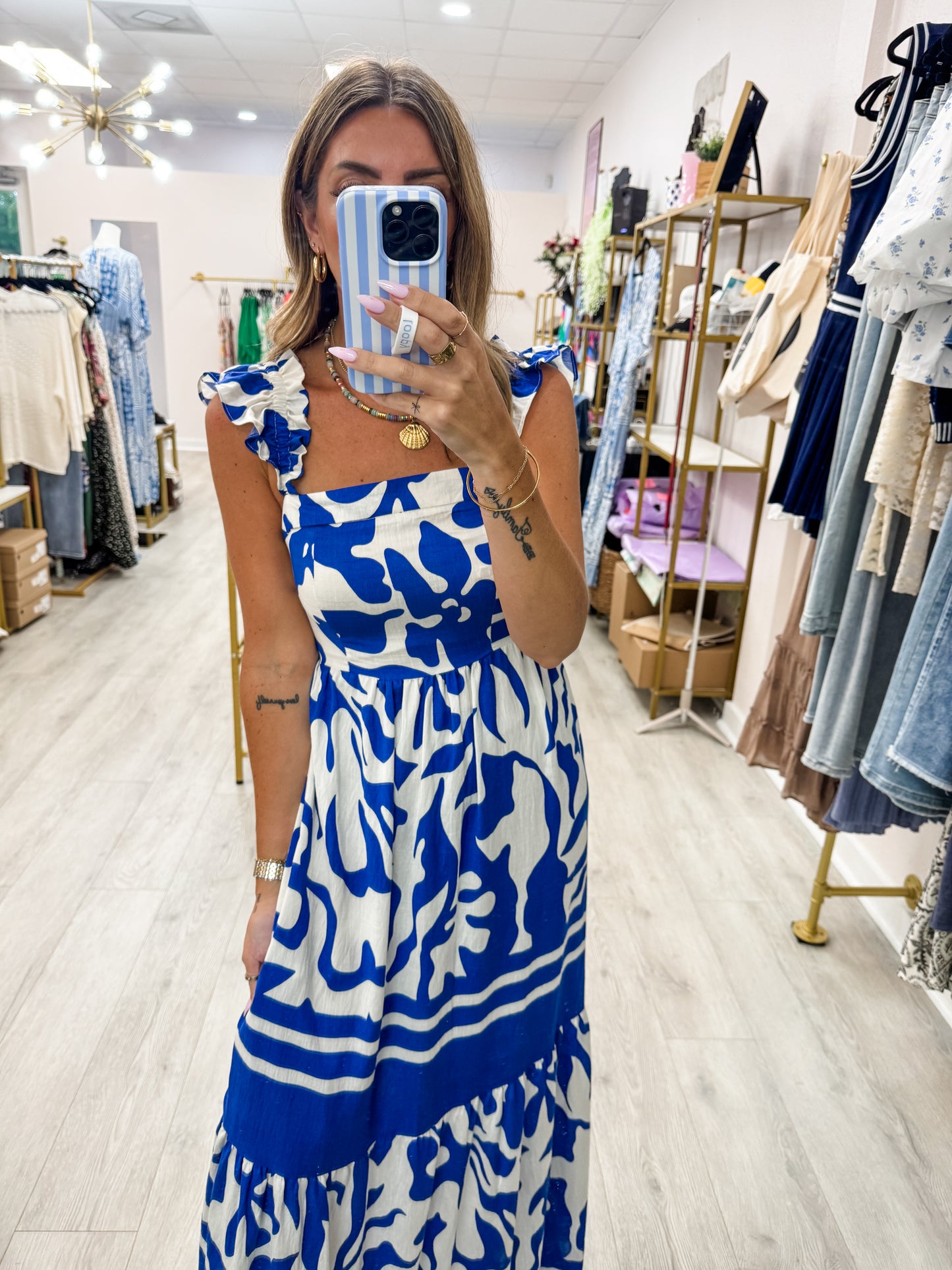 Blue Woven Maxi Dress