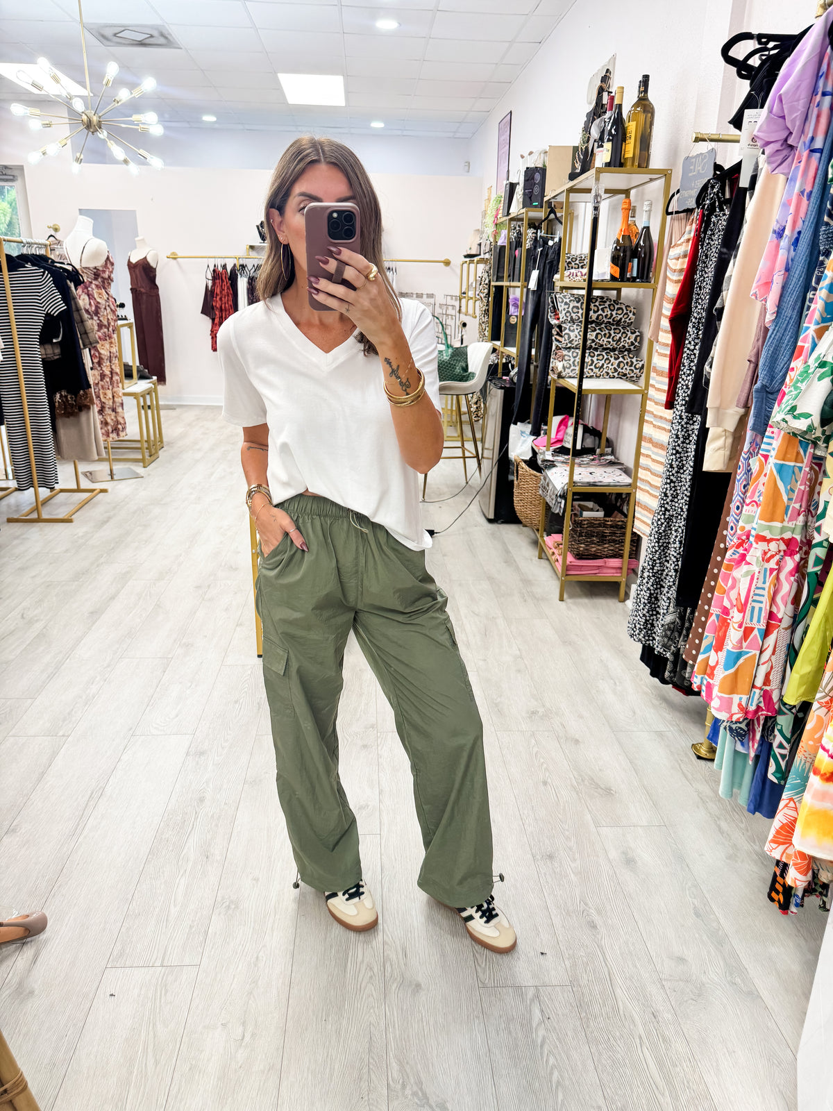 Olive Windbreaker Cargo Pants