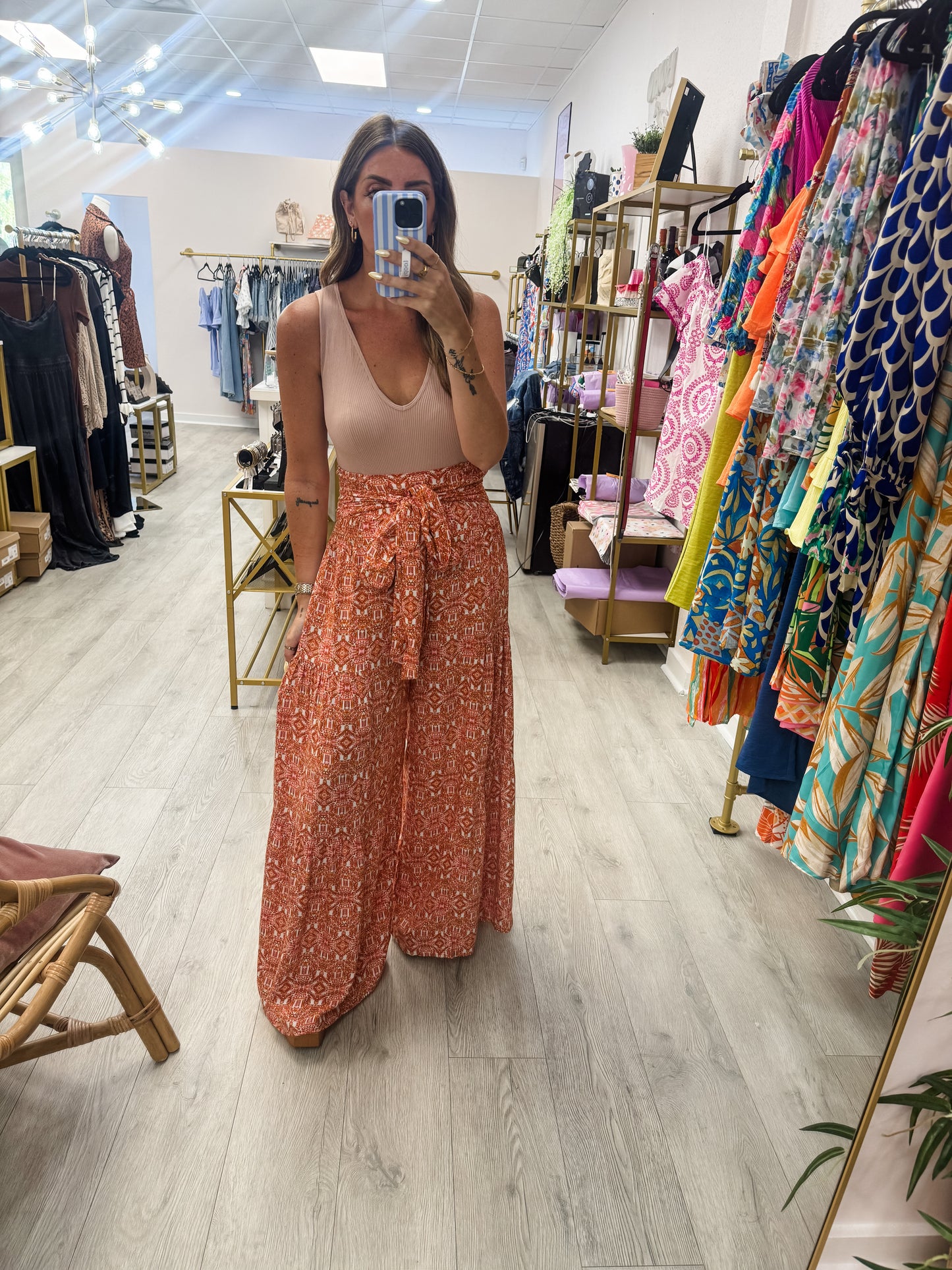 Coral Boho Wide Leg Pants