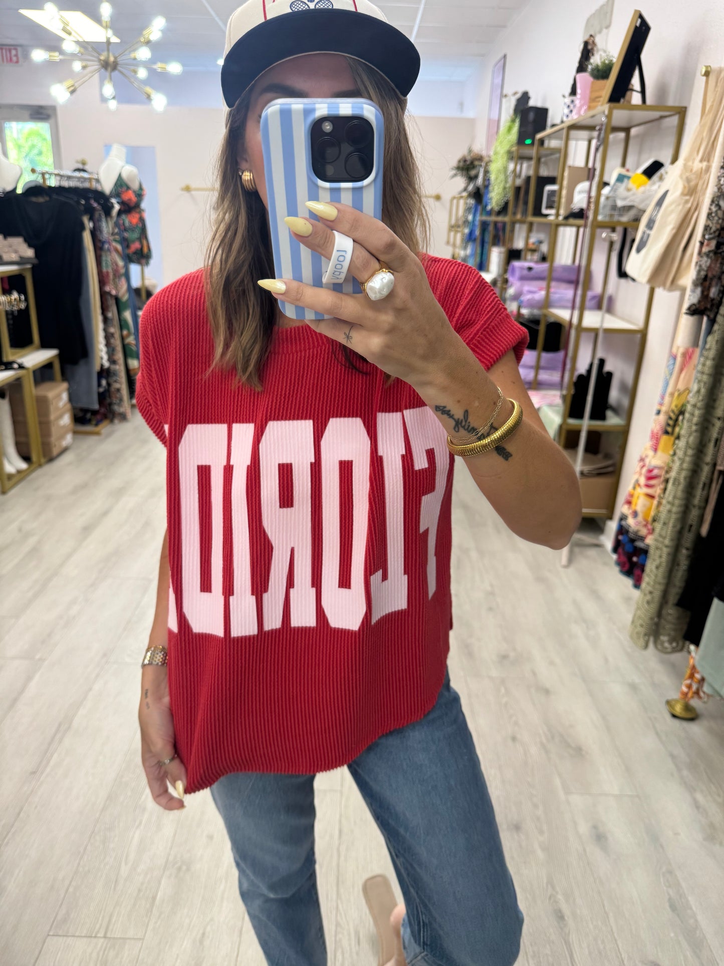 Red Florida Knit Top