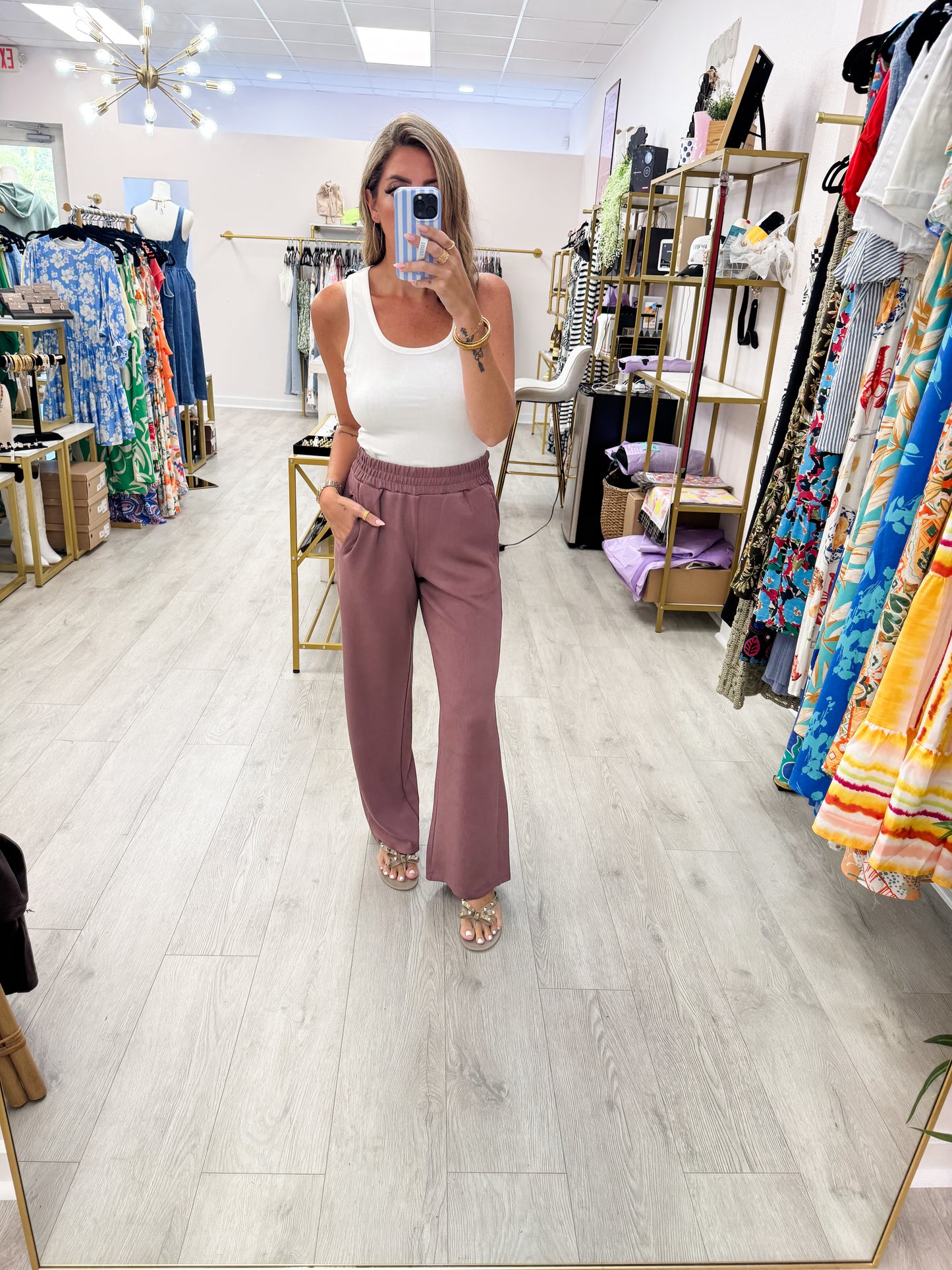 Rose Luxe Sand Wide Leg Pants