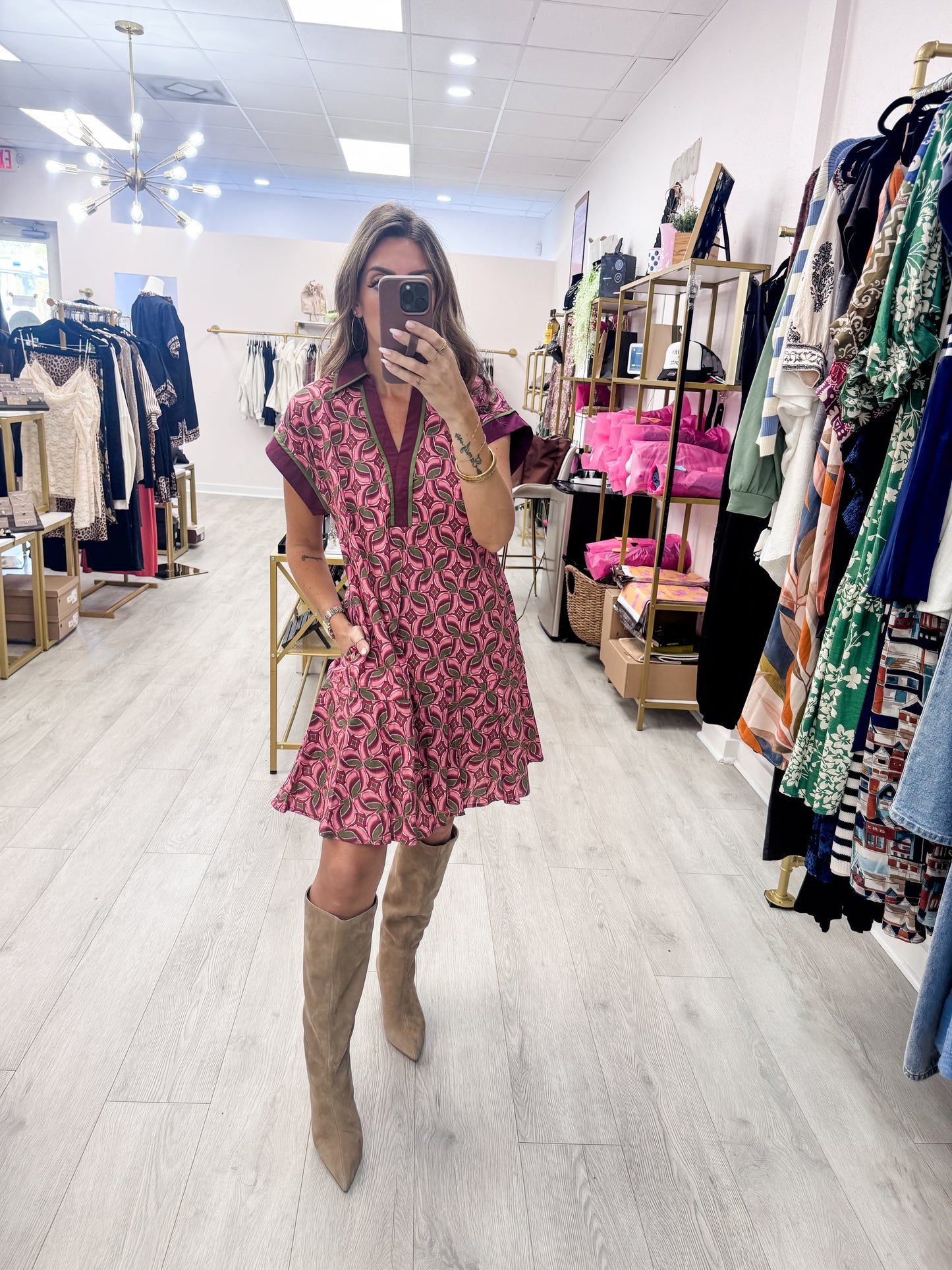 Wine Abstract Pattern Dress