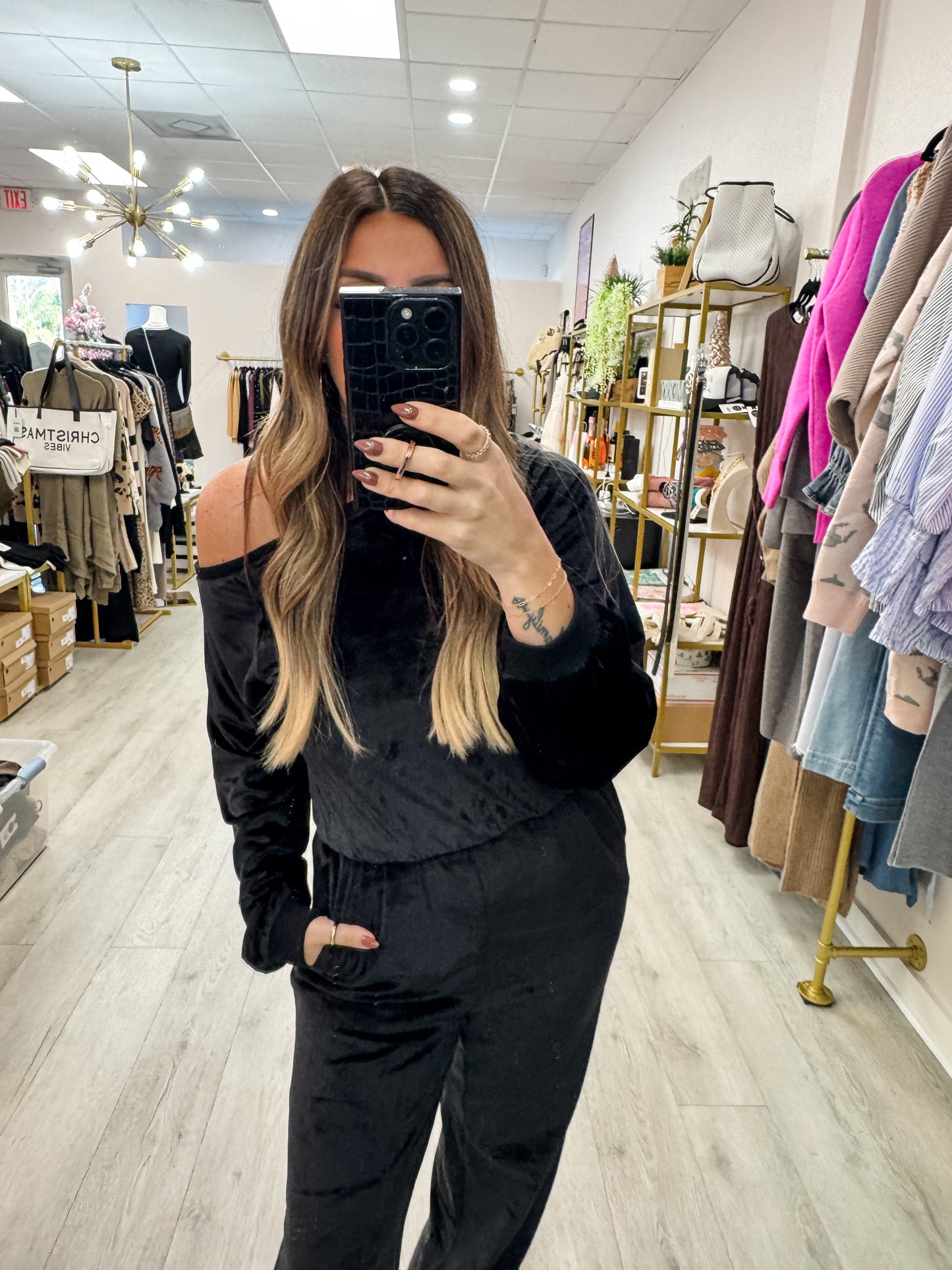 Velvet Boatneck Jumpsuit