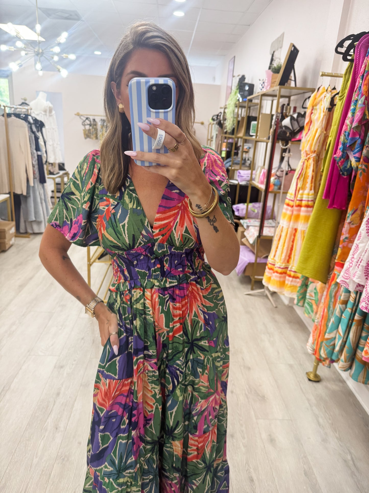 Tropical Print Maxi Dress
