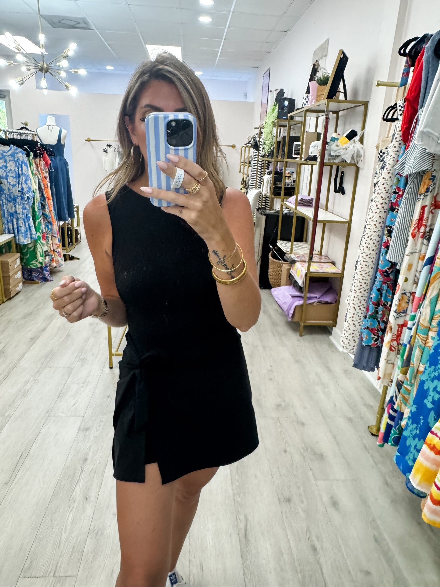 Black Active Wrap Skort Dress