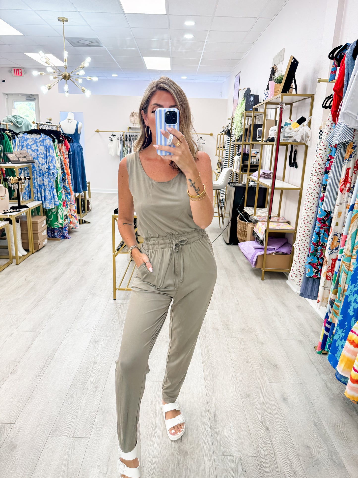 Warm Gray Loose Fit Jumpsuit