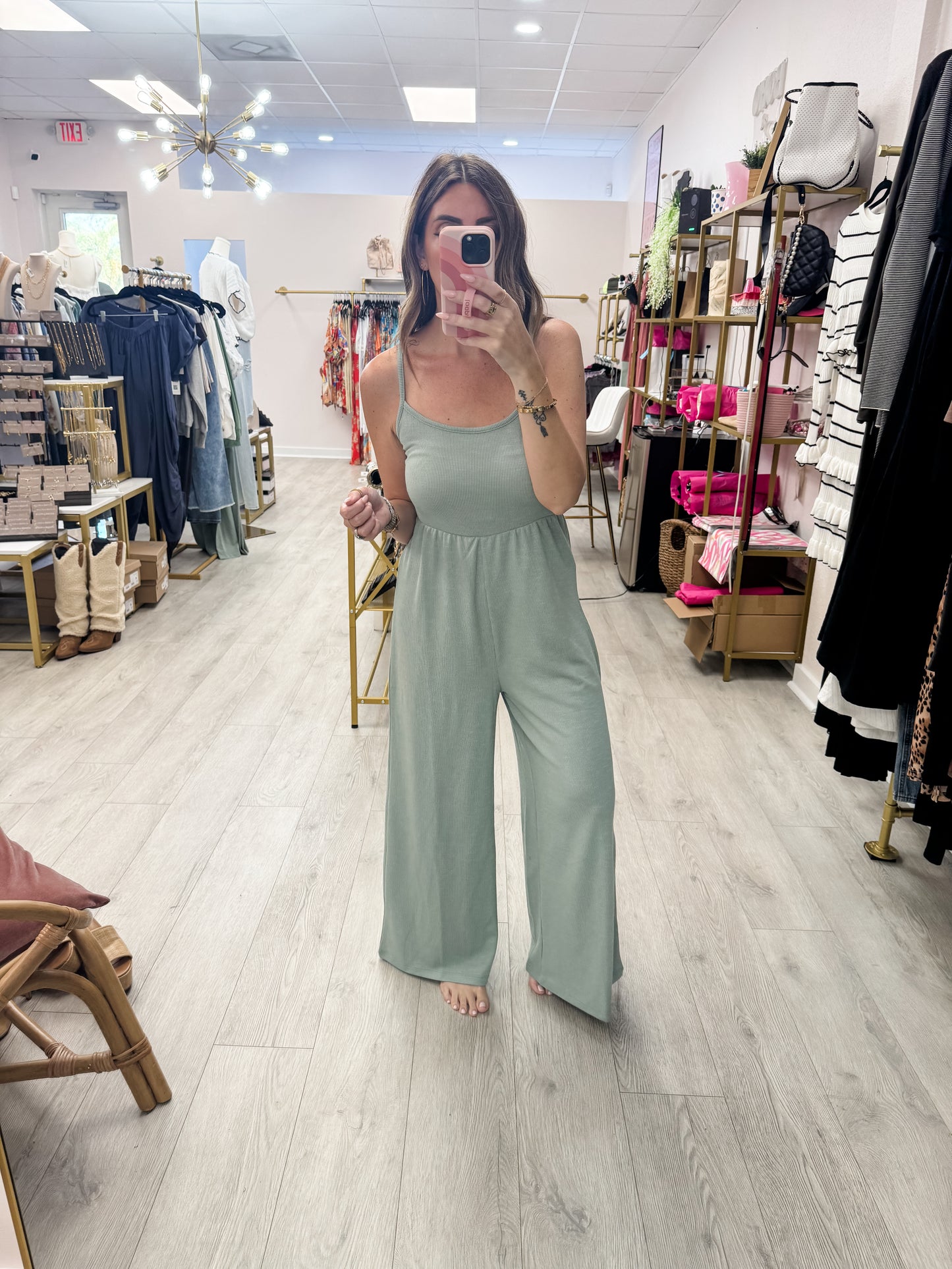 Sage Green Scoop Neck Jumpsuit