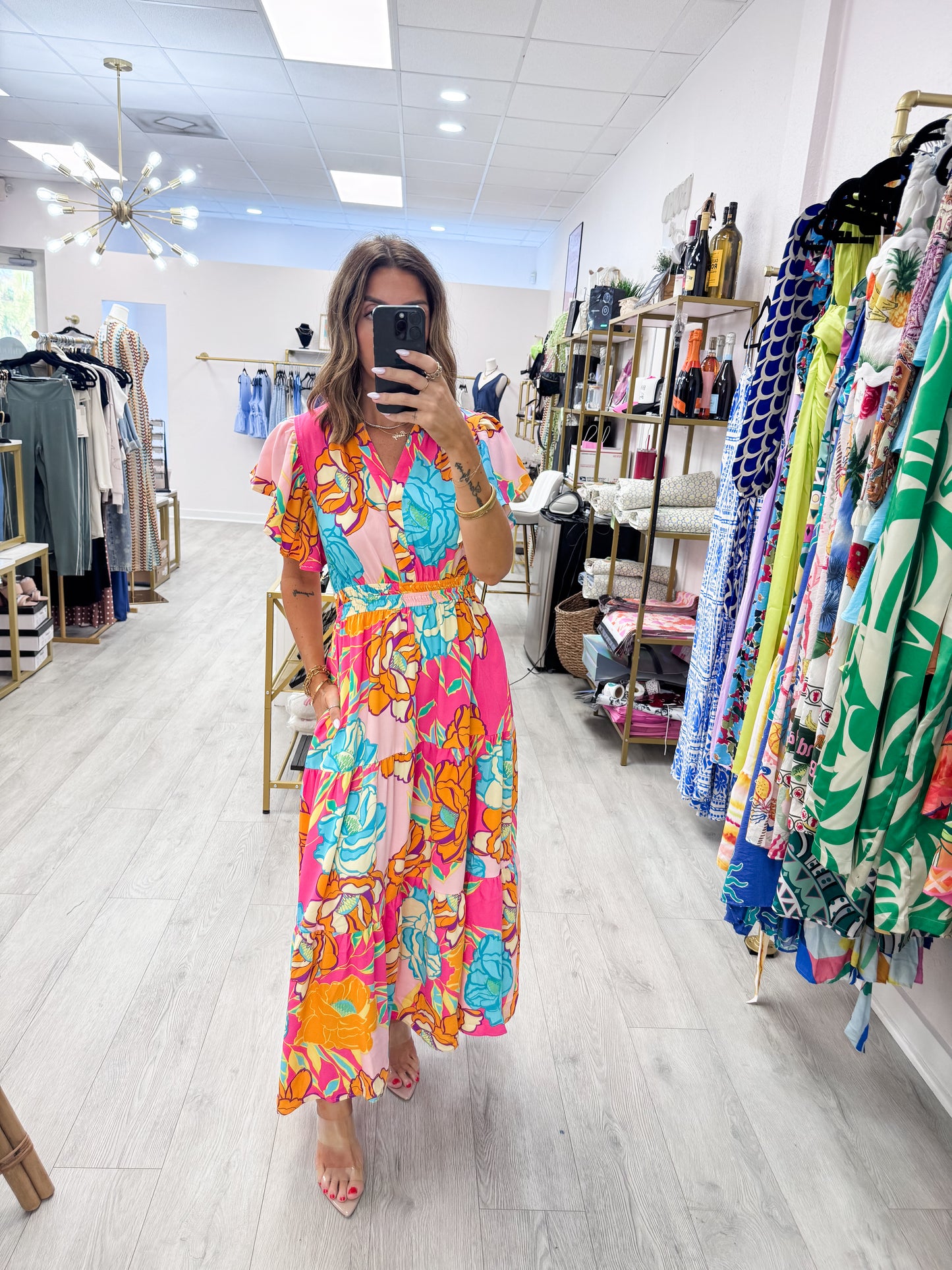 Floral Printed Tiered Midi Dress