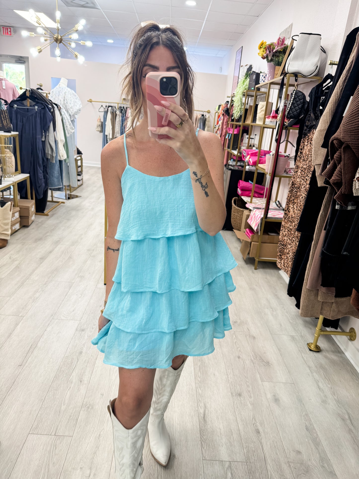 Sky Blue Summer Days Tiered Dress