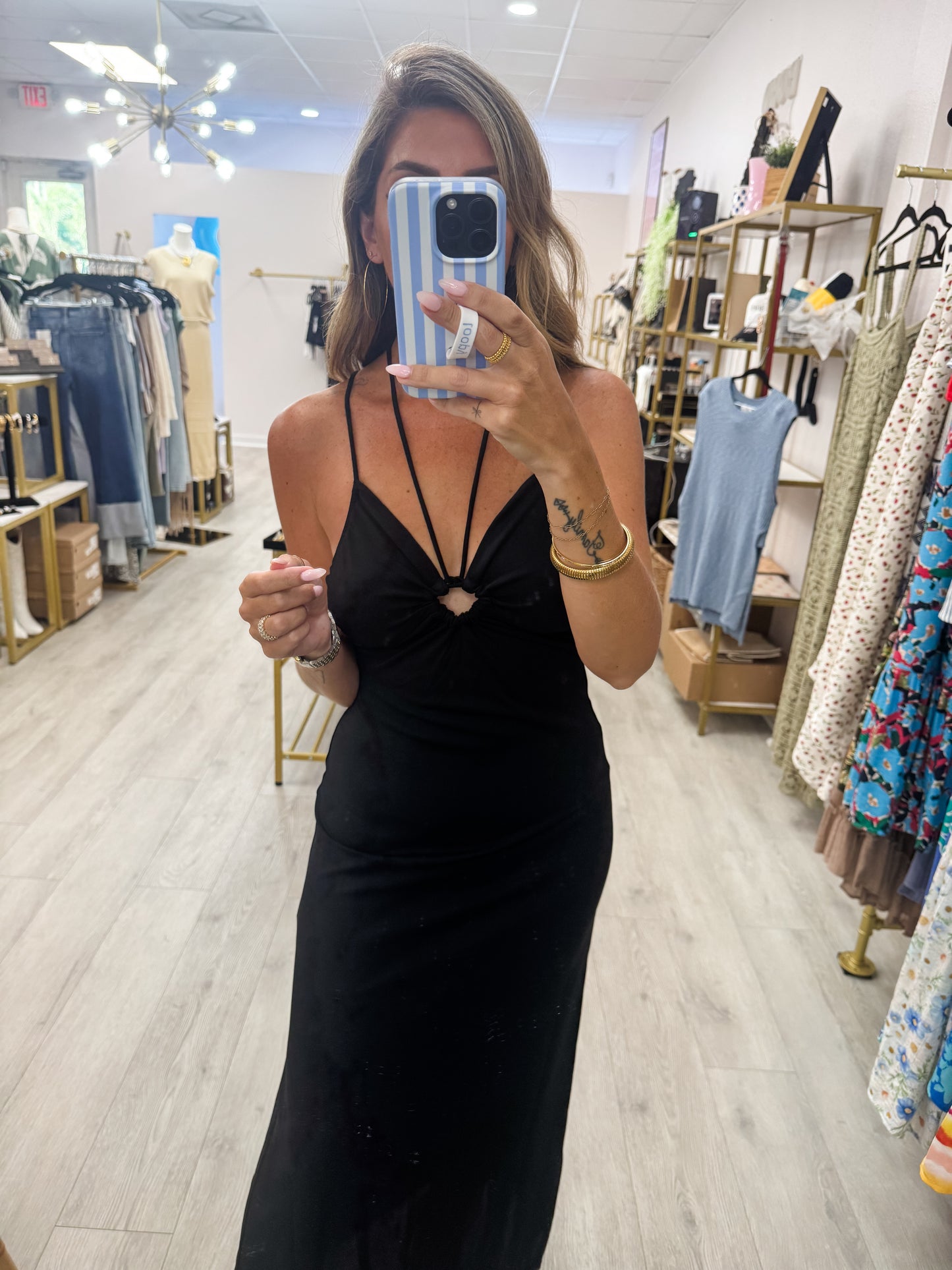 Halter O Ring Cut Out Dress