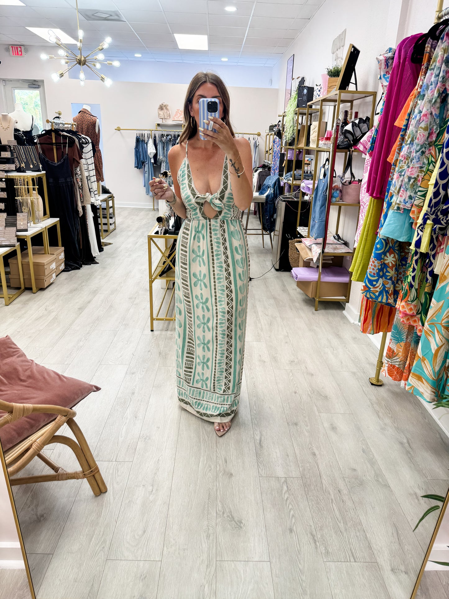Tropical Border Print Maxi Dress