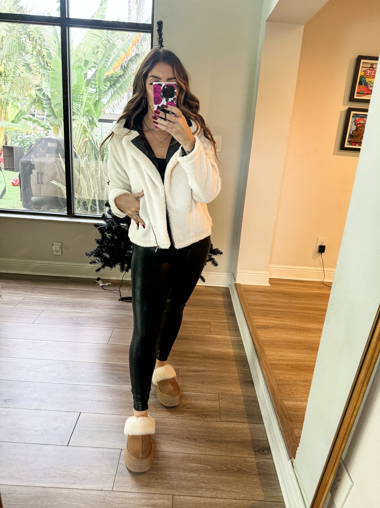 The Sherpa Leather Trim Motto Jacket