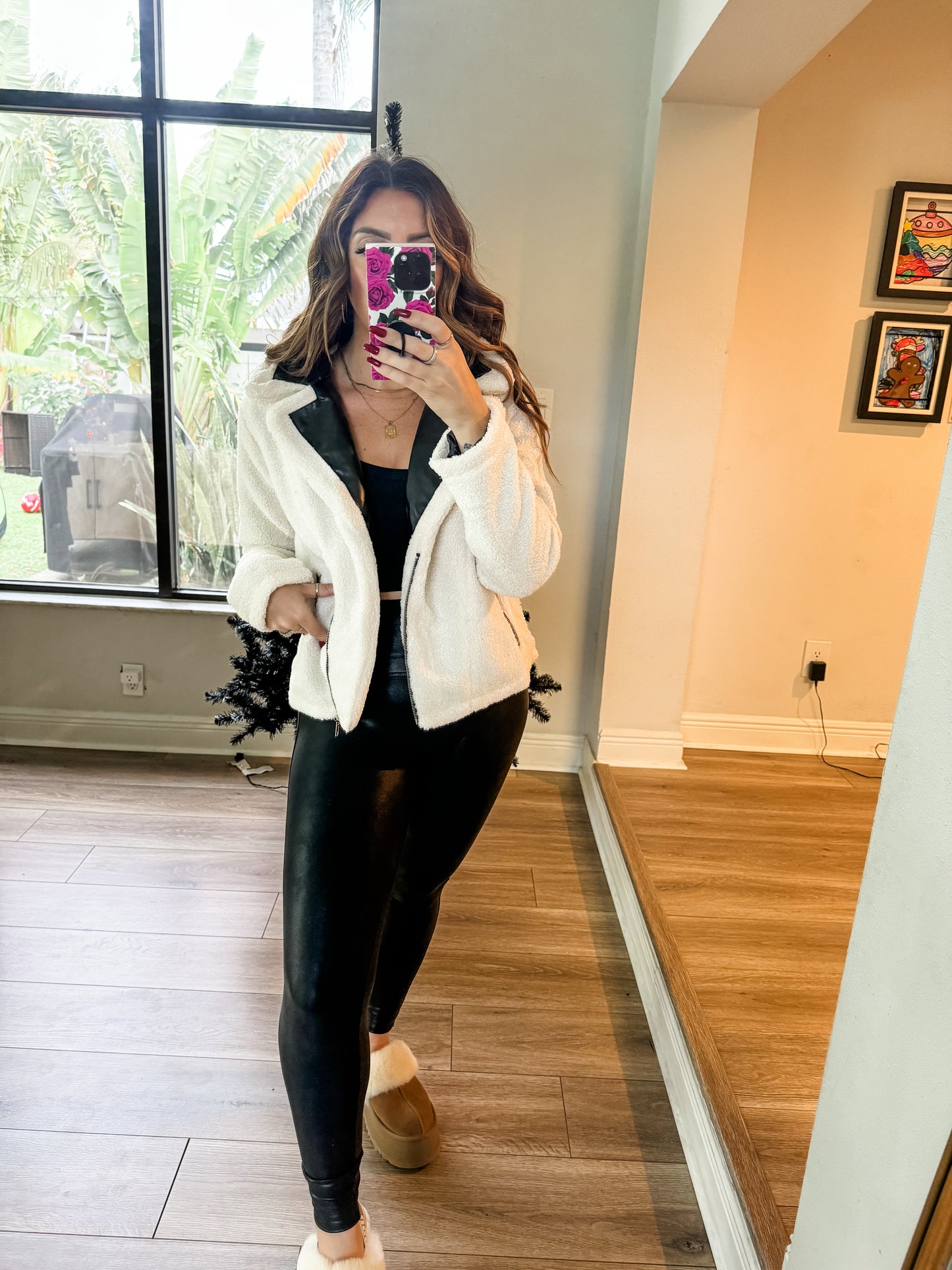 The Sherpa Leather Trim Motto Jacket