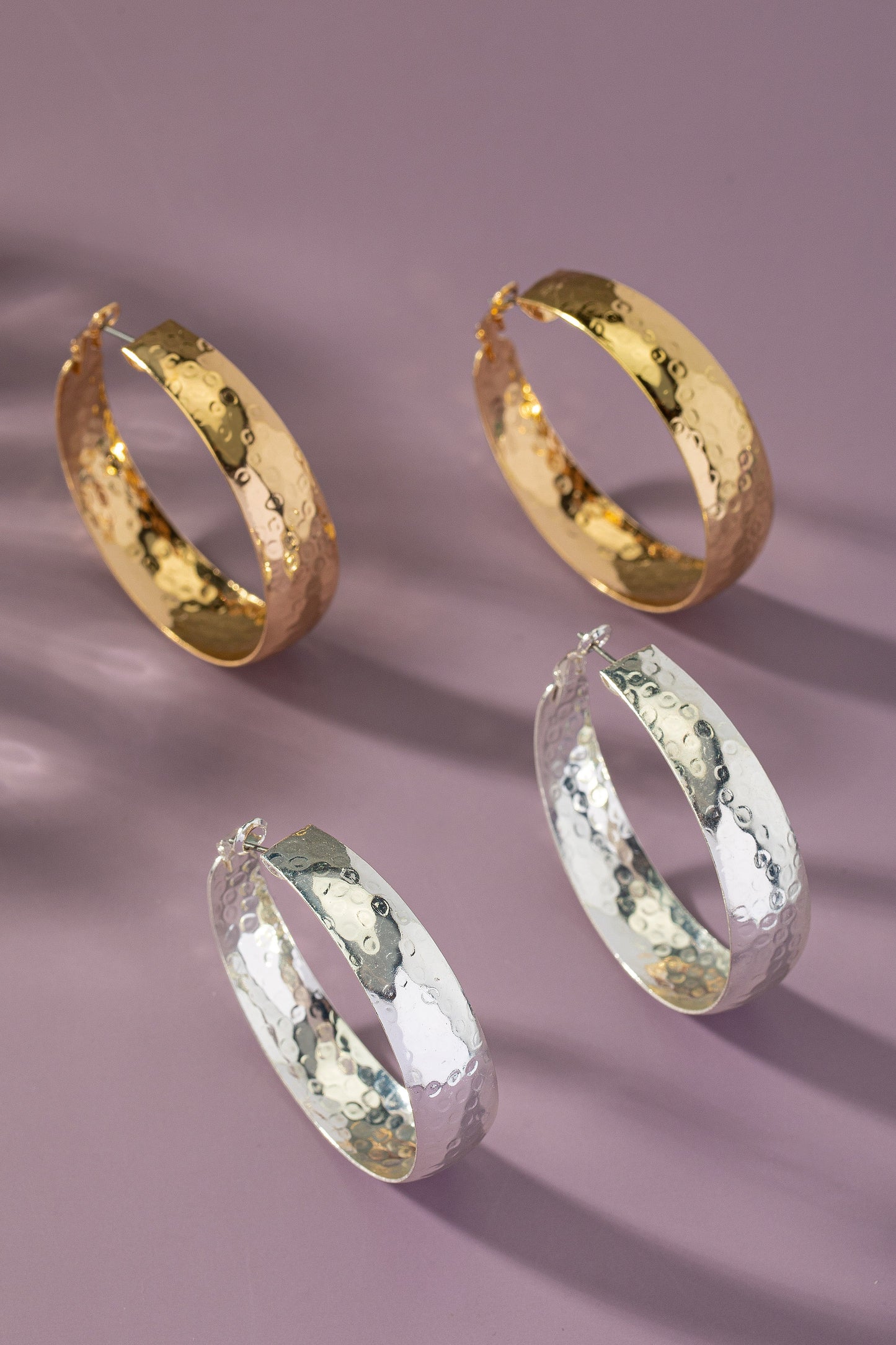 Large Hammered Hoop Earrings