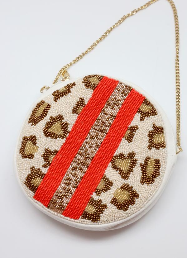 Lestie Beaded Round Crossbody