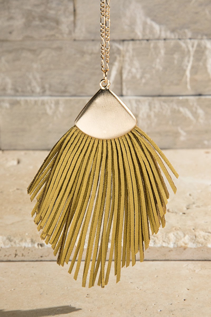 Faux Leather Tassel Necklace