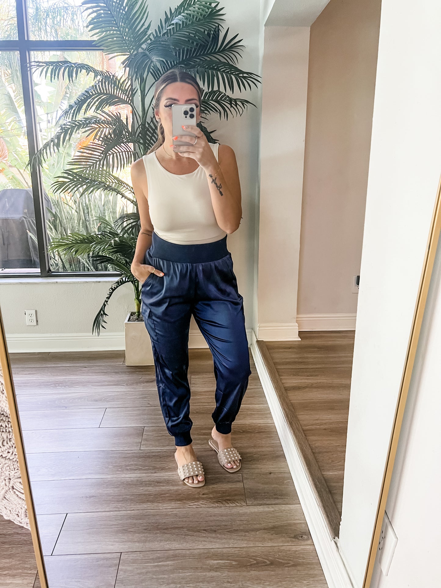 The Kenzie Satin Cargo Joggers