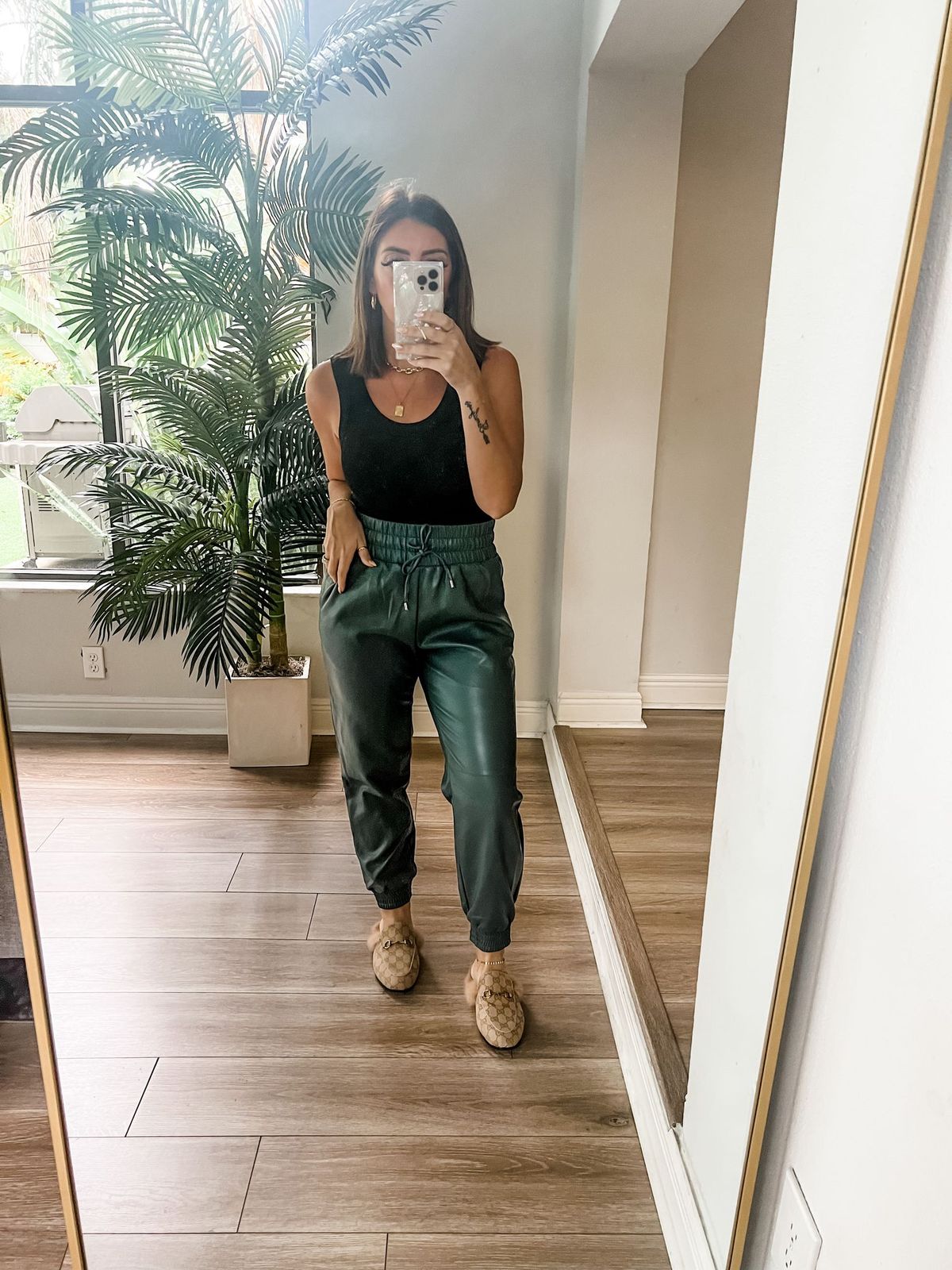The Misty Teal Fuax Leather Joggers