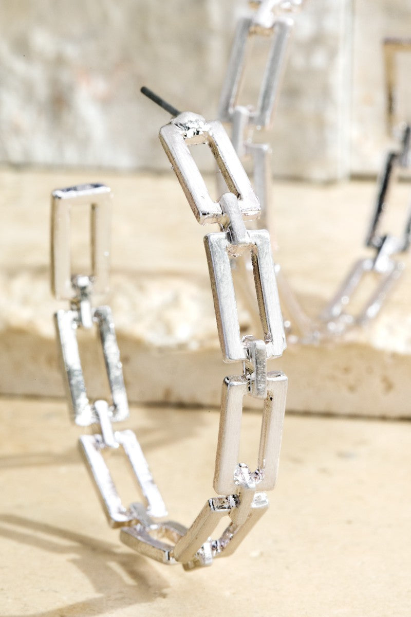 Matte Metal Link Hoops