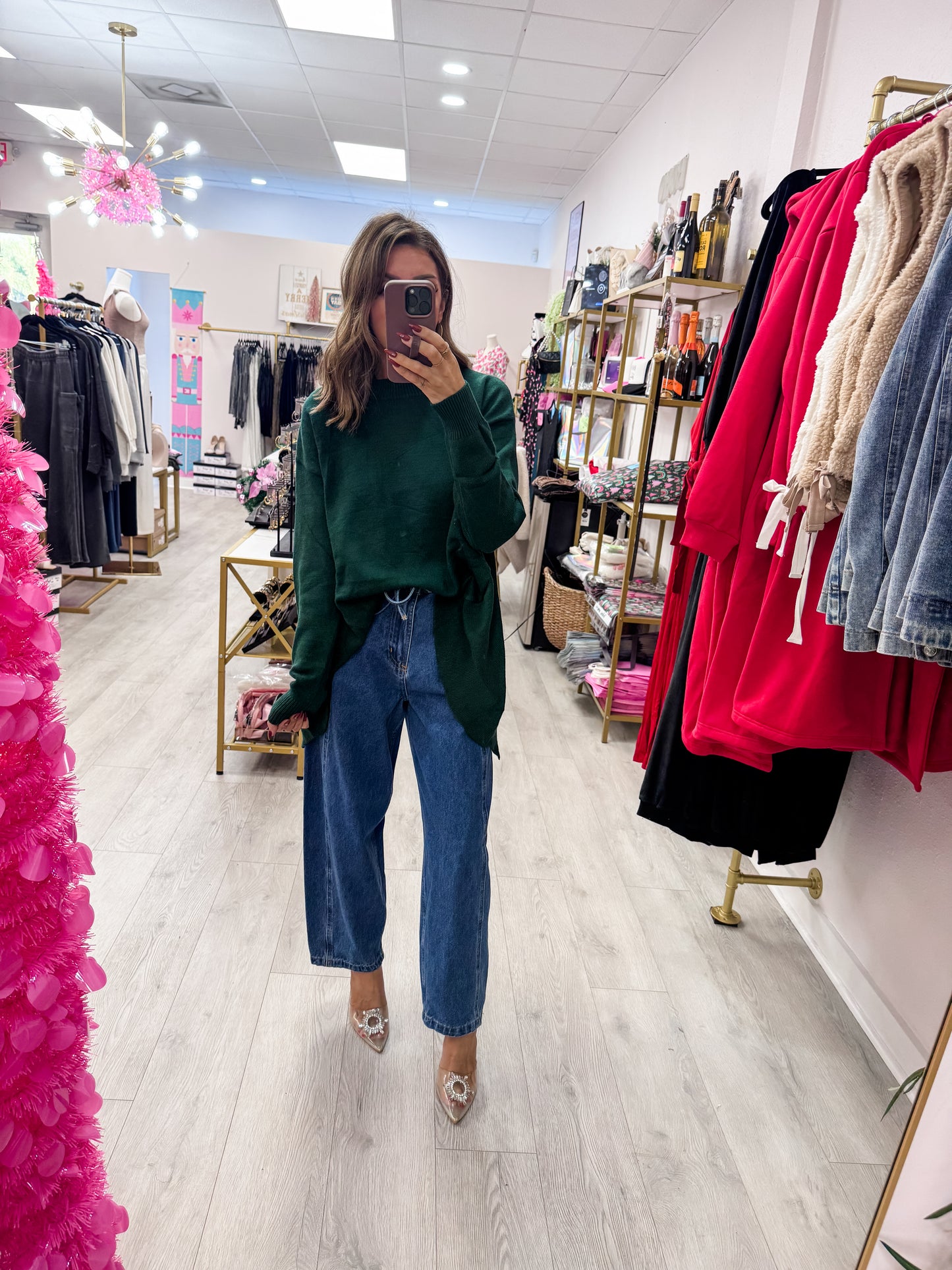 Hunter Green Mock Neck Sweater