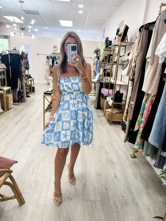 Sea Tile Pattern Dress