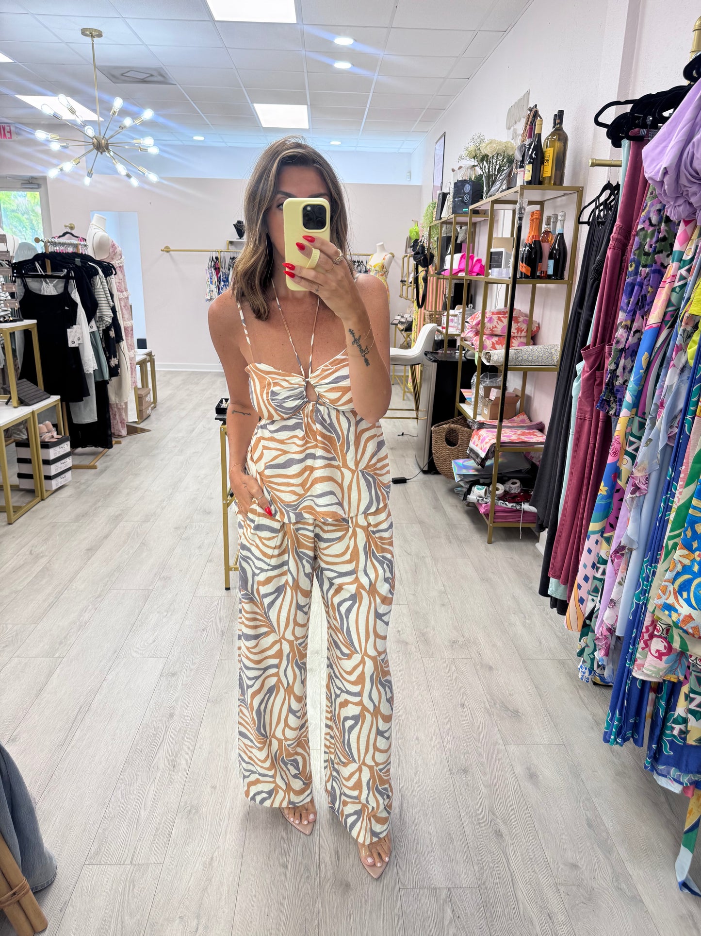 Eggplant & Ivory Two Piece Pants Set