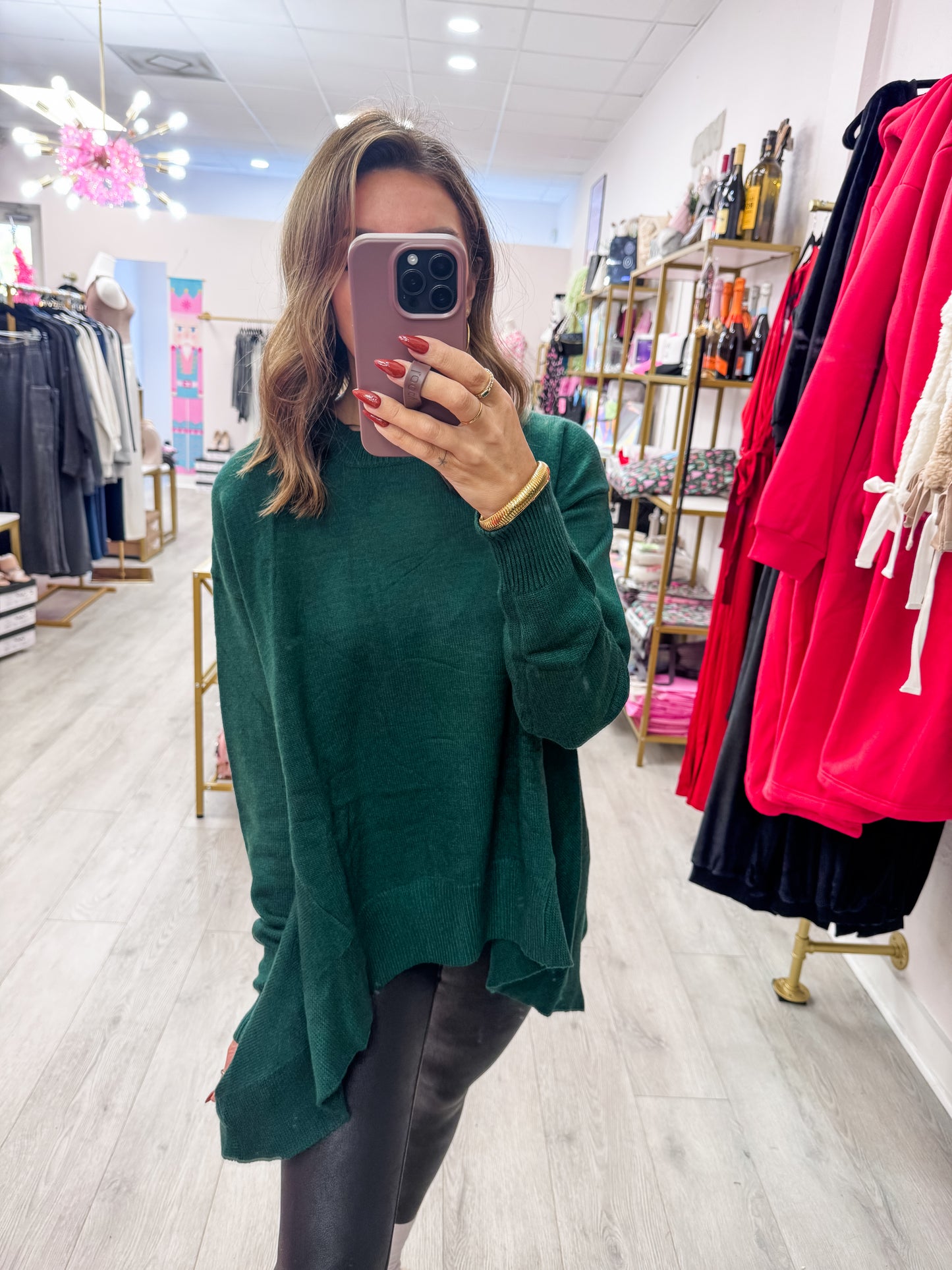 Hunter Green Mock Neck Sweater
