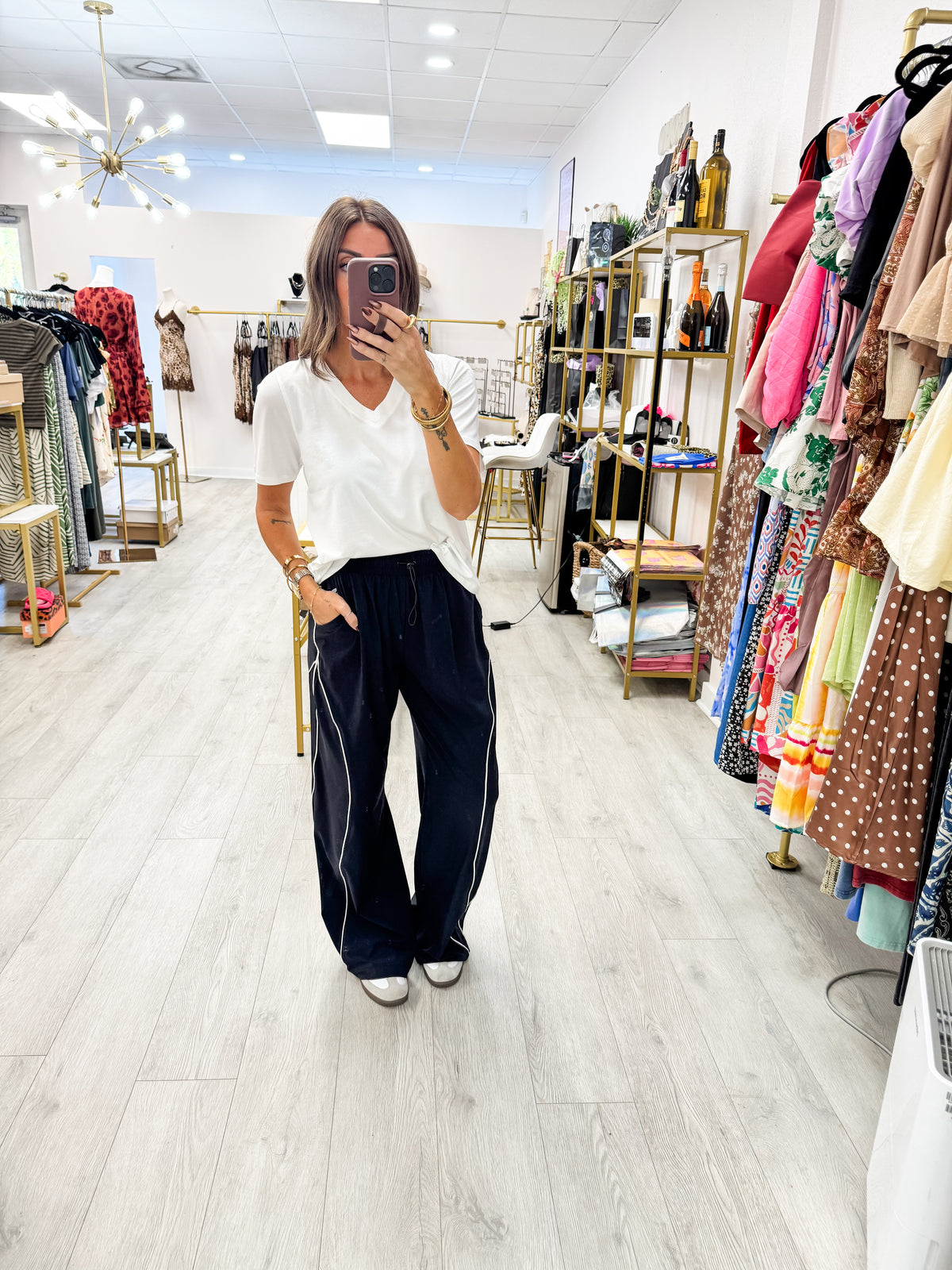 Black Curved Classic Track Pants