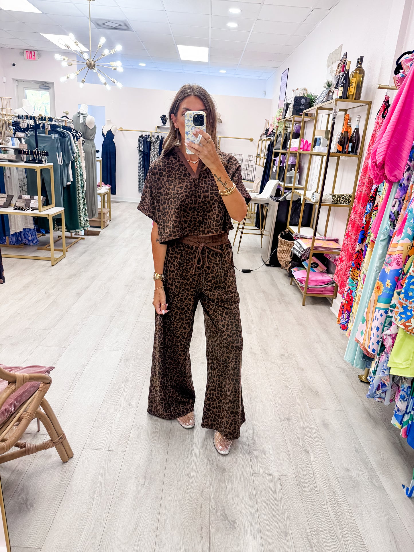 Leopard Print Top And Pant Set