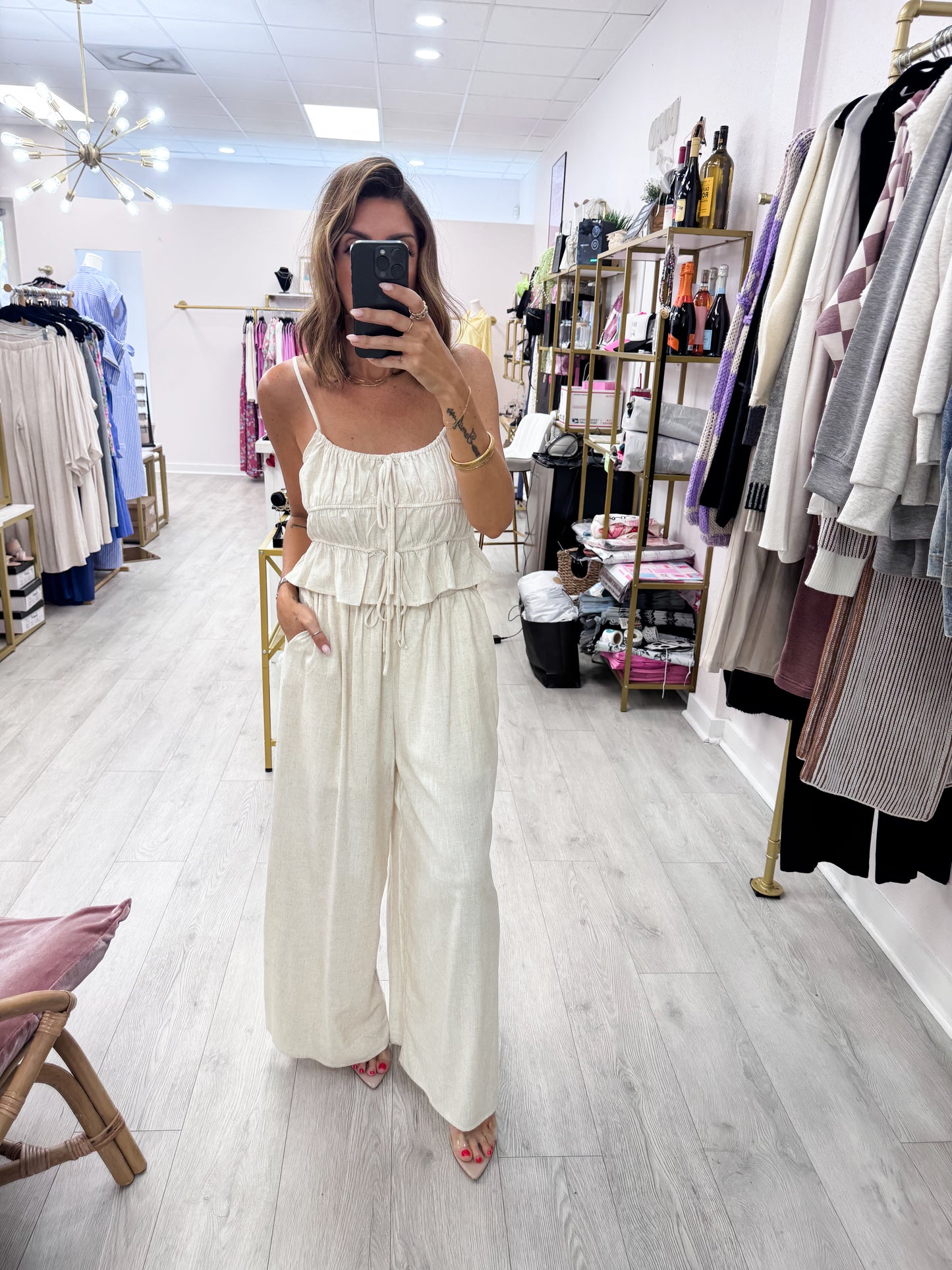 Oatmeal Tiered Tank & Palazzo Set