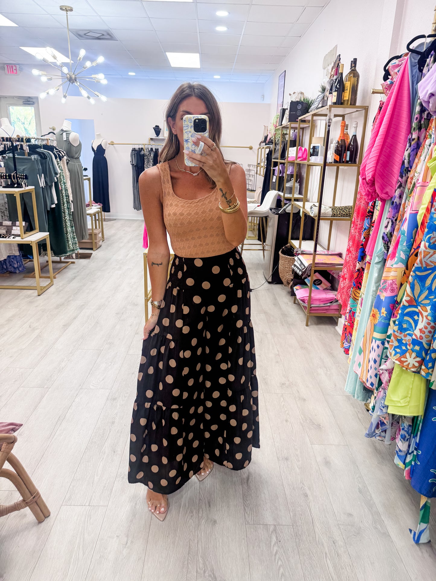 Black Tiered Polka Dot Wide Leg Pants