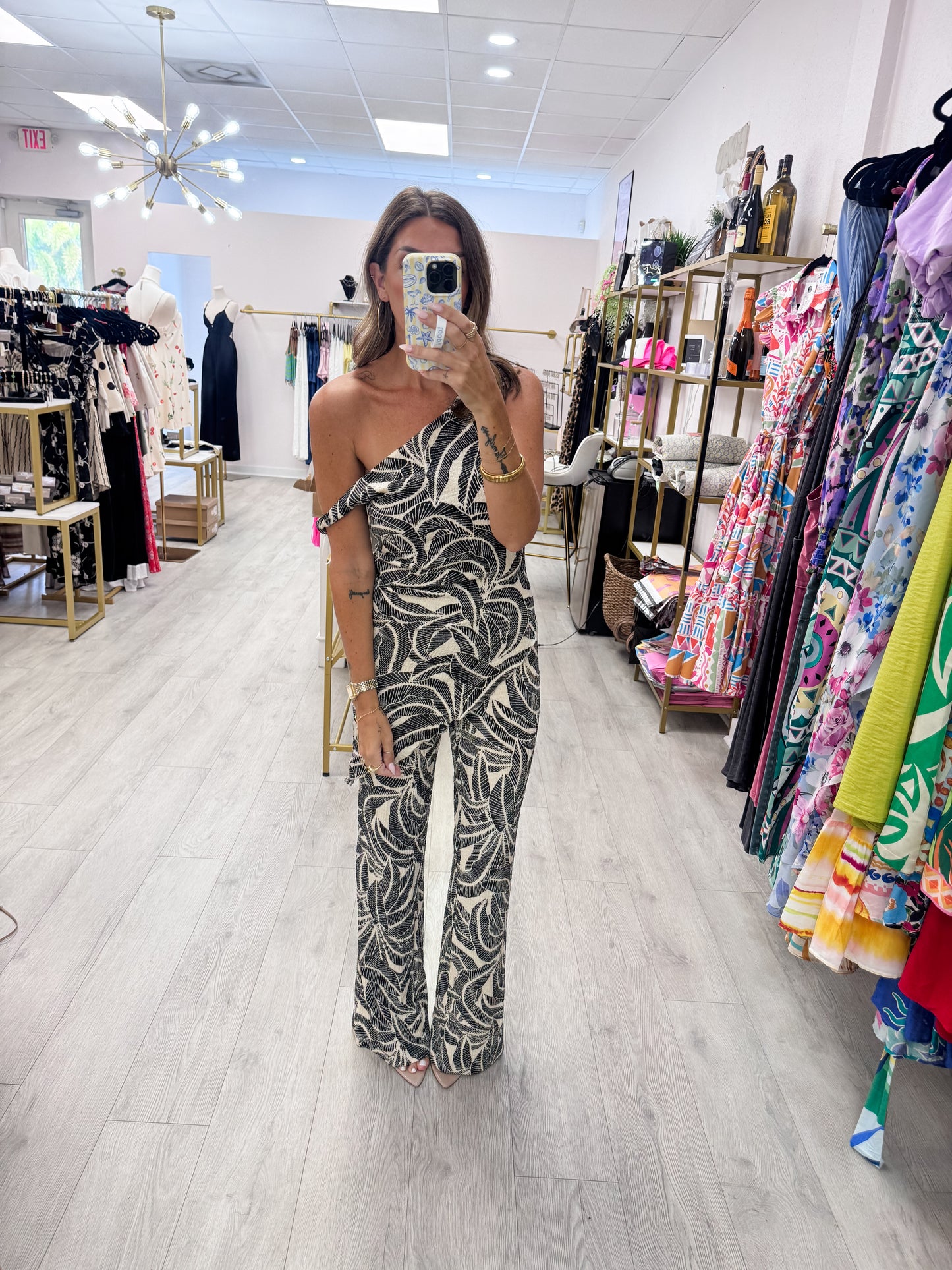 Midnight Palm Asymmetrical Top