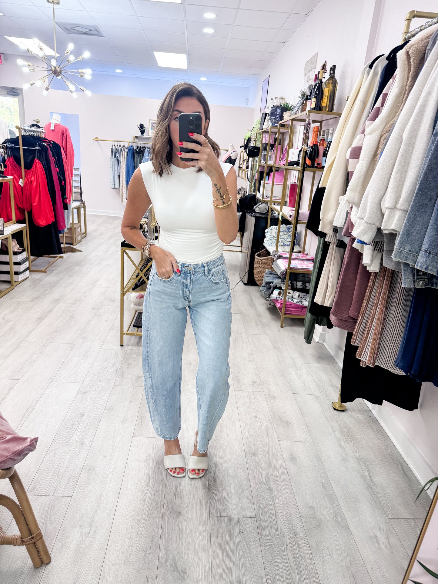 Ivory Sleeveless Crew Neck Top