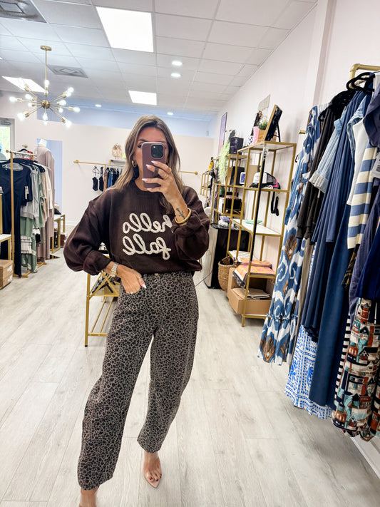 Leopard Barrel Leg Denim