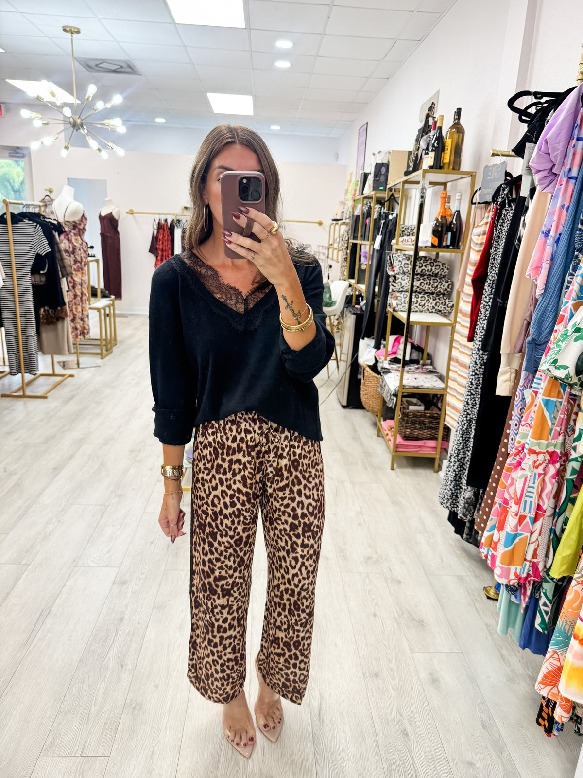 Stella Leopard Stipe Satin Track Pants