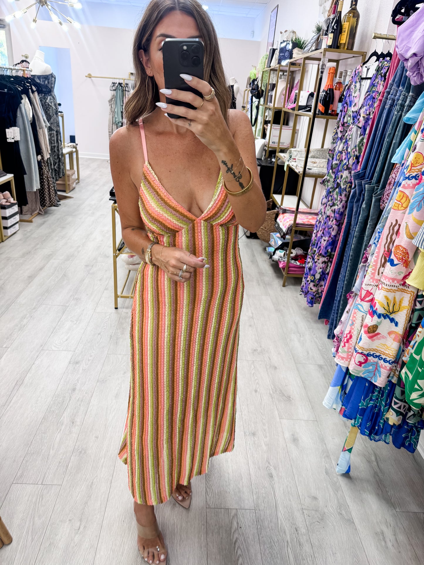 Multi Striped Crochet Vacation Dress