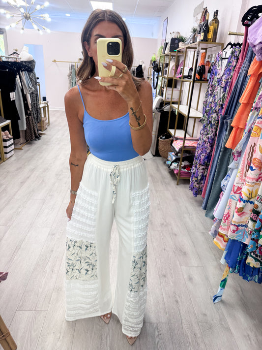 Crepon Lace Mix Media Pants