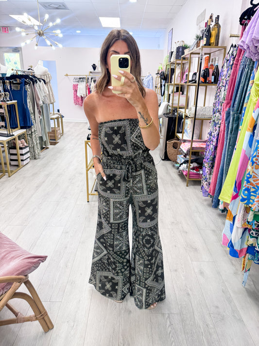 Border Print Jumpsuit